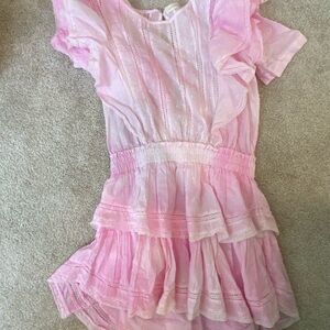 LoveShackFancy Light Pink Ruffle Mini Dress